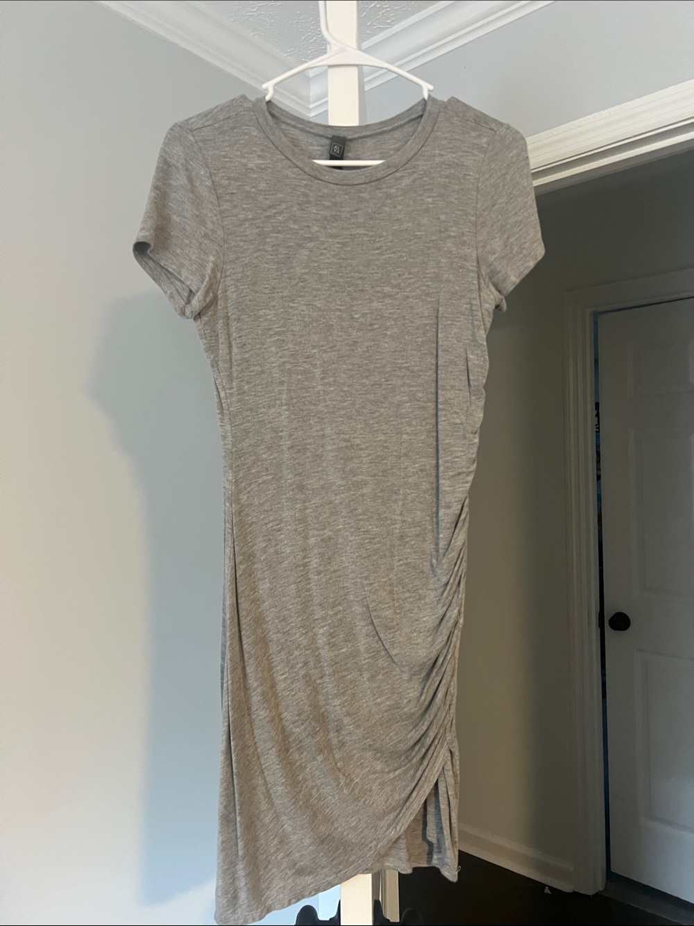 Alya Heather Gray Short Sleeve Midi Dress